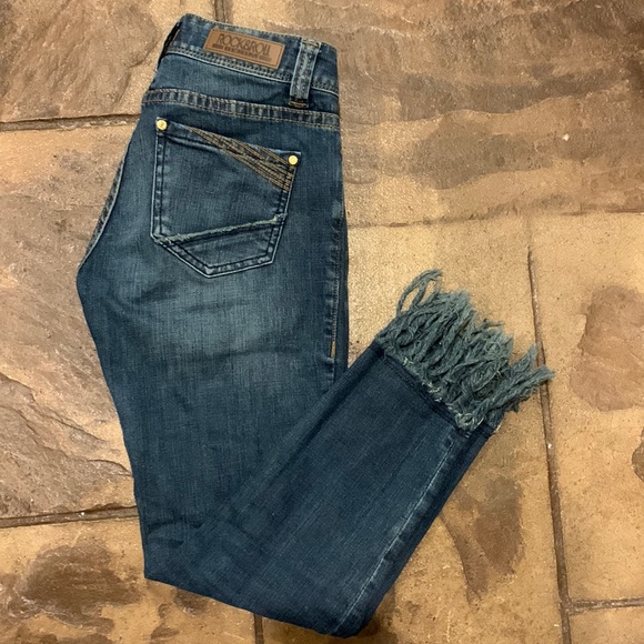 -Rock and Roll skinny jeans w/ fringe on the bottom - Picture 1 of 4